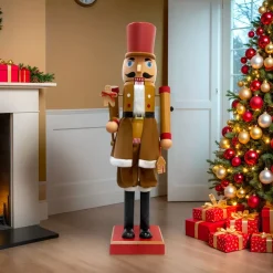 EMINZA Babbo Natale Animali E Personaggi|Personaggi E Oggetti Grande Dimensione-Musicista Schiaccianoci (H154 cm) musicale e animato Cookie