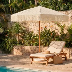 #N/A Ombrelloni Da Giardino-Ombrellone da giardino rotondo con frange (D2 m) Isy Pizzo
