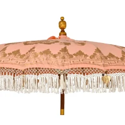 KAEMINGK Ombrelloni Da Giardino-Ombrellone da giardino rotondo con frange (D2 m) Jaipur Beige rosato e dorato