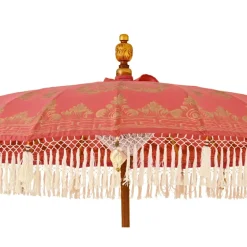 KAEMINGK Ombrelloni Da Giardino-Ombrellone da giardino rotondo con frange (D2 m) Jaipur Rosso e dorato