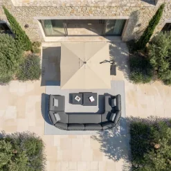 MOBELLIA Ombrelloni Da Giardino-Ombrellone decentrato quadrato in alluminio con base (3 x 3 m) Elyra Antracite e Beige