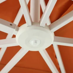 MOBELLIA Ombrelloni Da Giardino-Ombrellone decentrato quadrato in alluminio con base (3 x 3 m) Elyra Bianco e Terracotta