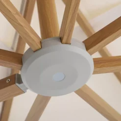 MOBELLIA Ombrelloni Da Giardino-Ombrellone decentrato quadrato in alluminio con base (3 x 3 m) Elyra effetto legno e Beige