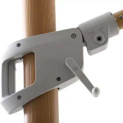 MOBELLIA Ombrelloni Da Giardino-Ombrellone decentrato rettangolare in alluminio con base (3 x 4 m) Elyra effetto legno e Antracite