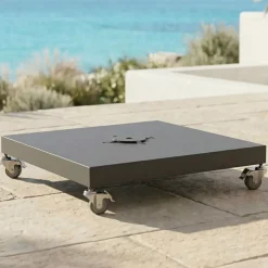 MOBELLIA Ombrelloni Da Giardino-Ombrellone decentrato rettangolare in alluminio con base (3 x 4 m) Elyra Antracite e Beige