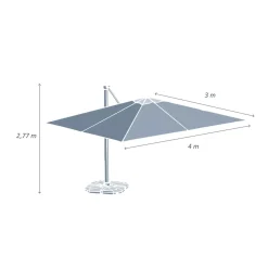 MOBELLIA Ombrelloni Da Giardino-Ombrellone decentrato rettangolare alluminio Yucatan (4 x 3 m) effetto Legno e bianco