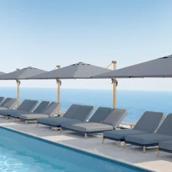 MOBELLIA Ombrelloni Da Giardino-Ombrellone rettangolare alluminio (4 x 3 m) Yucatan effetto Legno e grigio antracite