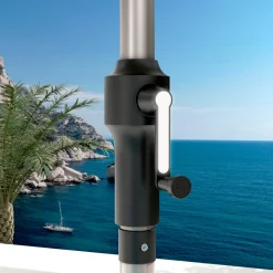 MOBELLIA Ombrelloni Da Giardino-Ombrellone rotondo alluminio (D3,5 m) Yucatan Grigio e Bianco
