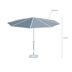 MOBELLIA Ombrelloni Da Giardino-Ombrellone rotondo alluminio (D3,5 m) Yucatan effetto Legno e bianco