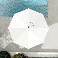 MOBELLIA Ombrelloni Da Giardino-Ombrellone rotondo alluminio (D3,5 m) Yucatan effetto Legno e bianco