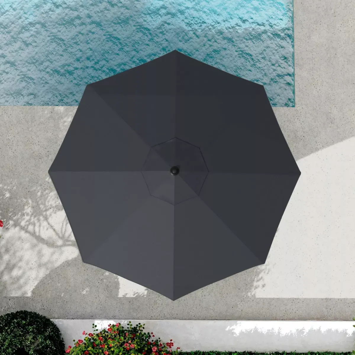 MOBELLIA Ombrelloni Da Giardino-Ombrellone rotondo alluminio (D3,5 cm) Yucutan Grigio e grigio antracite