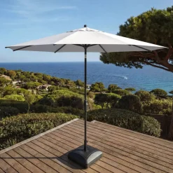 MOBELLIA Ombrelloni Da Giardino-Ombrellone rotondo in alluminio (D3,3 m) Elyra Tortora e Bianco