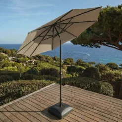MOBELLIA Ombrelloni Da Giardino-Ombrellone rotondo in alluminio (D3,3 m) Elyra Antracite e Tortora