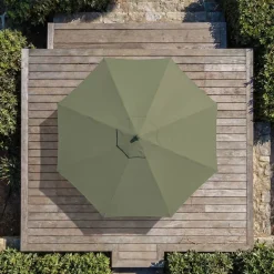 MOBELLIA Ombrelloni Da Giardino-Ombrellone rotondo in alluminio (D3,3 m) Elyra Antracite e Verde cachi