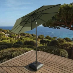 MOBELLIA Ombrelloni Da Giardino-Ombrellone rotondo in alluminio (D3,3 m) Elyra Antracite e Verde cachi