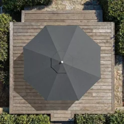 MOBELLIA Ombrelloni Da Giardino-Ombrellone rotondo in alluminio (D3,3 m) Elyra Bianco e Tortora
