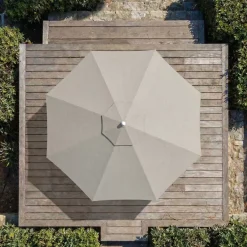 MOBELLIA Ombrelloni Da Giardino-Ombrellone rotondo in alluminio (D3,3 m) Elyra Bianco e Tortora