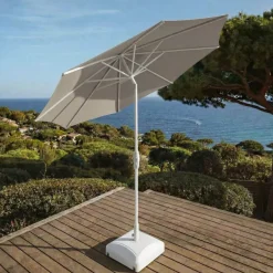 MOBELLIA Ombrelloni Da Giardino-Ombrellone rotondo in alluminio (D3,3 m) Elyra Bianco e Tortora