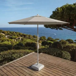 MOBELLIA Ombrelloni Da Giardino-Ombrellone rotondo in alluminio (D3,3 m) Elyra Bianco e Tortora