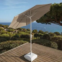 MOBELLIA Ombrelloni Da Giardino-Ombrellone rotondo in alluminio (D3,3 m) Elyra Bianco e Tortora