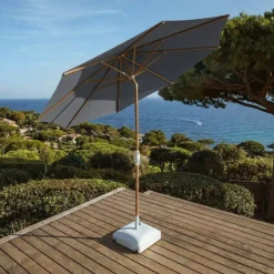 MOBELLIA Ombrelloni Da Giardino-Ombrellone rotondo in alluminio (D3,3 m) Elyra effetto legno e antracite