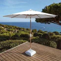 MOBELLIA Ombrelloni Da Giardino-Ombrellone rotondo in alluminio (D3,3 m) Elyra effetto legno e Bianco