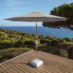 MOBELLIA Ombrelloni Da Giardino-Ombrellone rotondo in alluminio (D3,3 m) Elyra effetto legno e Grigio