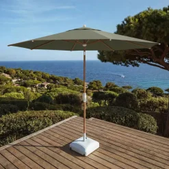 MOBELLIA Ombrelloni Da Giardino-Ombrellone rotondo in alluminio (D3,3 m) Elyra effetto legno e Verde oliva