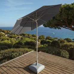 MOBELLIA Ombrelloni Da Giardino-Ombrellone rotondo in alluminio (D3,3 m) Elyra Metallizzato brillante e Antracite