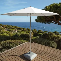 MOBELLIA Ombrelloni Da Giardino-Ombrellone rotondo in alluminio (D3,3 m) Elyra Metallizzato brillante e Bianco