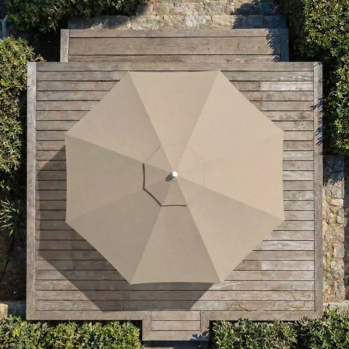 MOBELLIA Ombrelloni Da Giardino-Ombrellone rotondo in alluminio (D3,3 m) Elyra Metallizzato brillante e Tortora