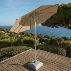 MOBELLIA Ombrelloni Da Giardino-Ombrellone rotondo in alluminio (D3,3 m) Elyra Metallizzato brillante e Tortora