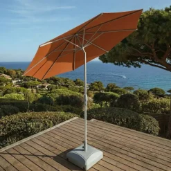 MOBELLIA Ombrelloni Da Giardino-Ombrellone rotondo in alluminio (D3,3 m) Elyra Metallizzato brillante e Terracotta