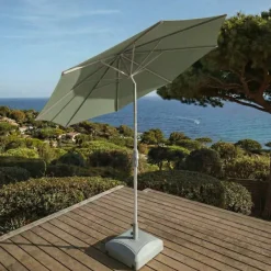 MOBELLIA Ombrelloni Da Giardino-Ombrellone rotondo in alluminio (D3,3 m) Elyra Metallizzato brillante e Verde oliva