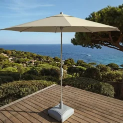 MOBELLIA Ombrelloni Da Giardino-Ombrellone rotondo in alluminio (D3,3 m) Elyra Metallizzato brillante e Tortora