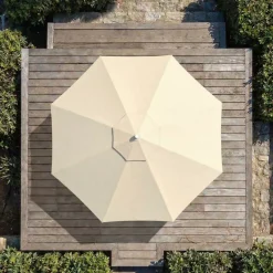 MOBELLIA Ombrelloni Da Giardino-Ombrellone rotondo in alluminio (D3,3 m) Elyra Metallizzato brillante e Tortora