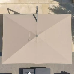 MOBELLIA Ombrelloni Da Giardino-Ombrellone sbalzato rettangolare in alluminio con base (3 x 4 m) Elyra Antracite e Tortora