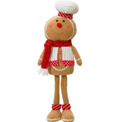 KAEMINGK Babbo Natale Animali E Personaggi-Omino di pan di zenzero in piedi (H57 cm) Camille sciarpa Rossa