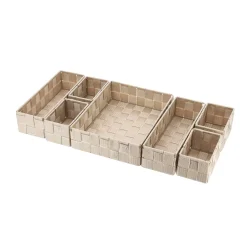 TENDANCE Accessori Bagno-Organizzatore per cassetto bagno 7 cesti intrecciati Oro