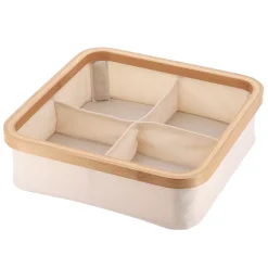 TENDANCE Accessori Bagno-Organizzatore quadrato pieghevole 4 scomparti (L30 x H10 cm) Purebamboo Panna