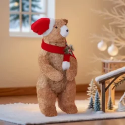 JJA Babbo Natale Animali E Personaggi-Orso decorativo in legno (H73 cm) Gulliver curioso