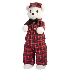 KOOPMAN Babbo Natale Animali E Personaggi-Orso di Natale (H52 cm) Teddy a quadri tartan