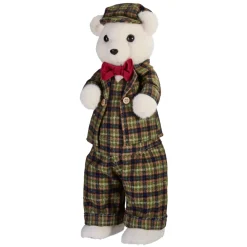 KOOPMAN Babbo Natale Animali E Personaggi-Orso di Natale (H52cm) Teddy a quadri tartan