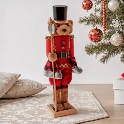 KOOPMAN Babbo Natale Animali E Personaggi-Orso schiaccianoci (H60 cm) Misha il soldato Rosso e