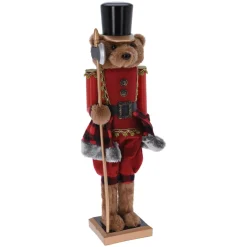 KOOPMAN Babbo Natale Animali E Personaggi-Orso schiaccianoci (H60 cm) Misha il soldato Rosso e