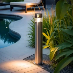#N/A Luci Per Esterno-Paletto da giardino 8 LED 150 lumen (H23 cm) Premium Argento