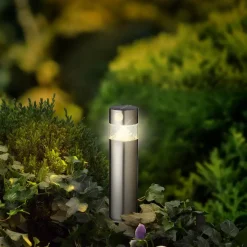 #N/A Luci Per Esterno-Paletto da giardino solare 8 LED 150 lumen (H30 cm) Premium Argento