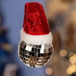 KAEMINGK Palline Di Natale-Pallina di Natale (D80 mm) Disco a sfaccettature con cappello Babbo Natale