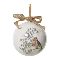 KAEMINGK Palline Di Natale-Pallina di Natale (D100 mm) Passerotto selvatico e fiocco Naturale