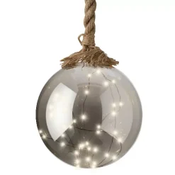 KAEMINGK Decorazioni E Oggetti Natalizi|Oggetti Decorativi E Illuminati-Pallina luminosa a pile 40 LED (D20 cm) Glassata Grigia e bianca calda